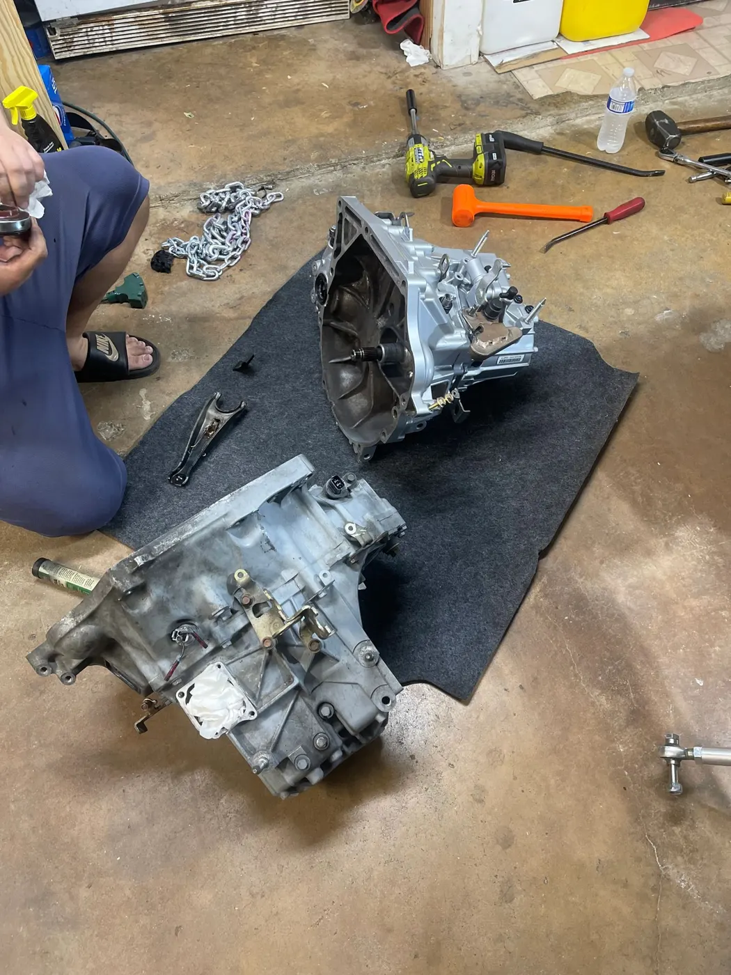 Transmission removed during a SPARK transmission replacement